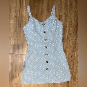 Vintage Light Blue w/ White Polka Dots Mini Dress